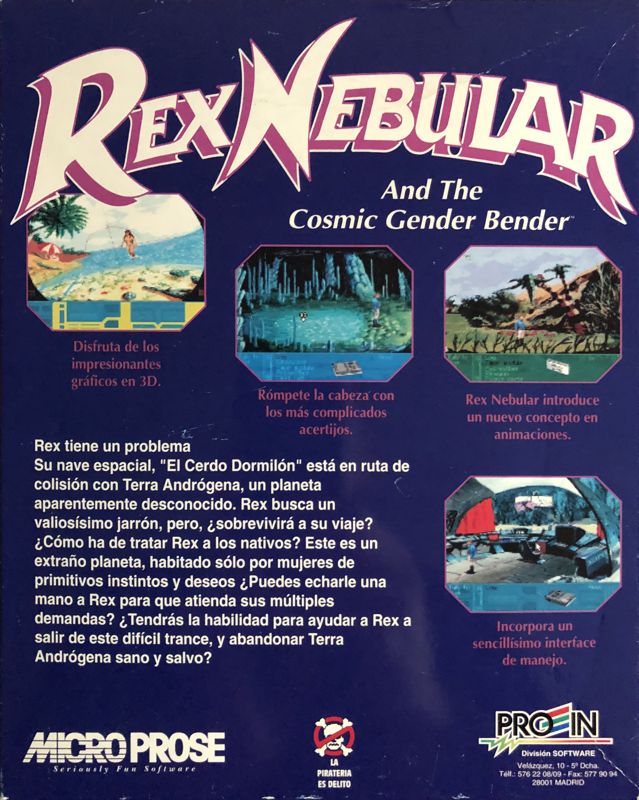 Back Cover for Rex Nebular and the Cosmic Gender Bender (DOS)
