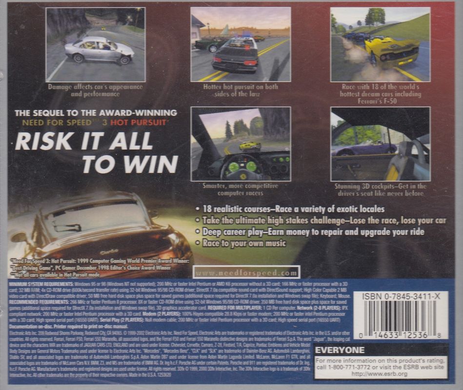 Back Cover for Need for Speed: High Stakes (Windows) (2002 re-release)