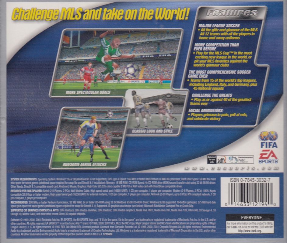 Back Cover for FIFA 2000: Major League Soccer (Windows) (2001 release)