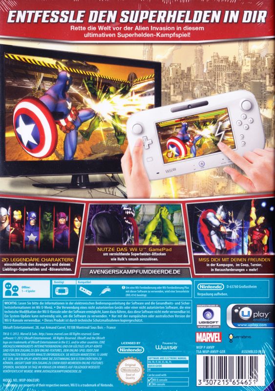 Back Cover for The Avengers: Battle for Earth (Wii U)