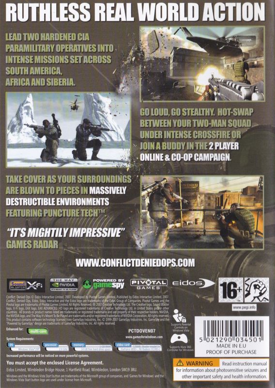 Back Cover for Conflict: Denied Ops (Windows)