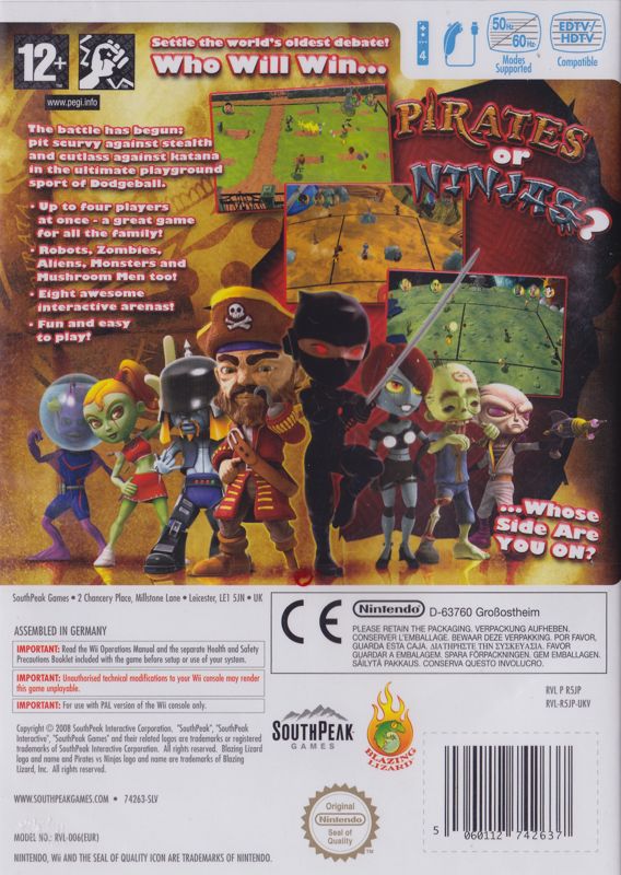 Back Cover for Pirates vs. Ninjas Dodgeball (Wii)