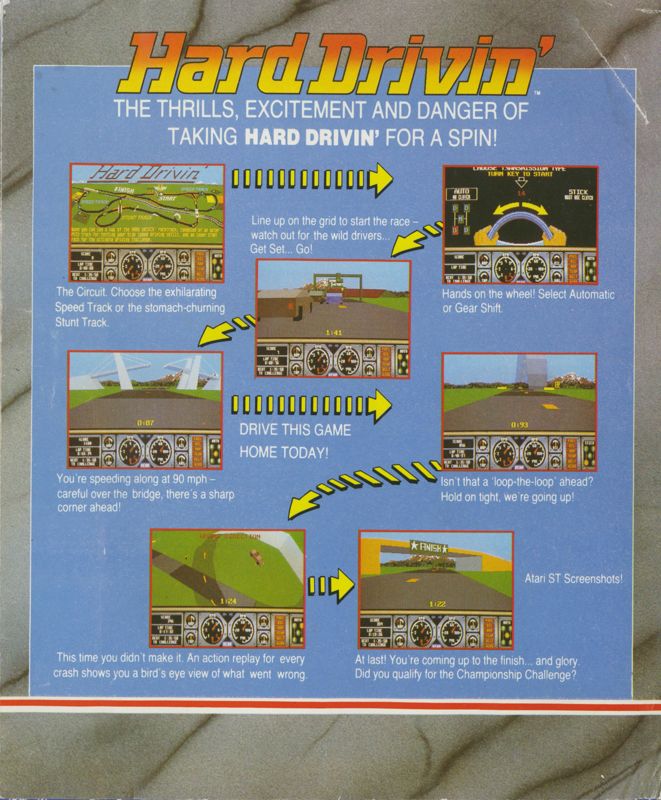 Inside Cover for Hard Drivin' (ZX Spectrum) (Spectrum +3 floppy release)