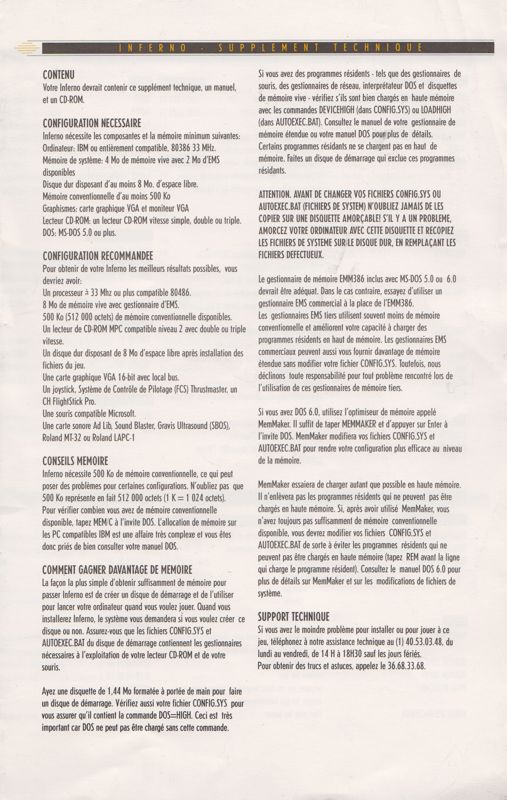 Extras for Inferno (DOS): Tech Infos