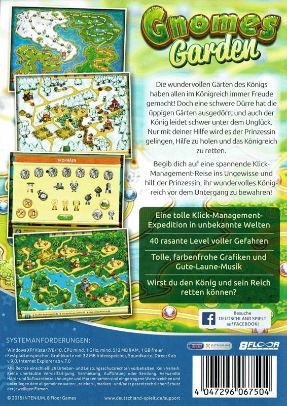 Back Cover for Gnomes Garden (Windows) (Deutschland Spielt release)