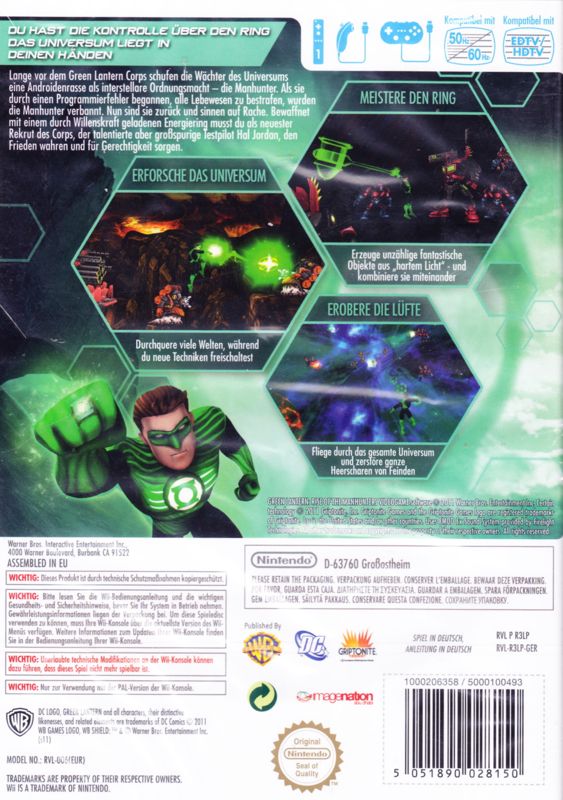 Back Cover for Green Lantern: Rise of the Manhunters (Wii)