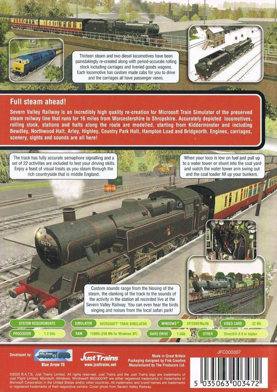 Back Cover for Severn Valley Railway (Windows)