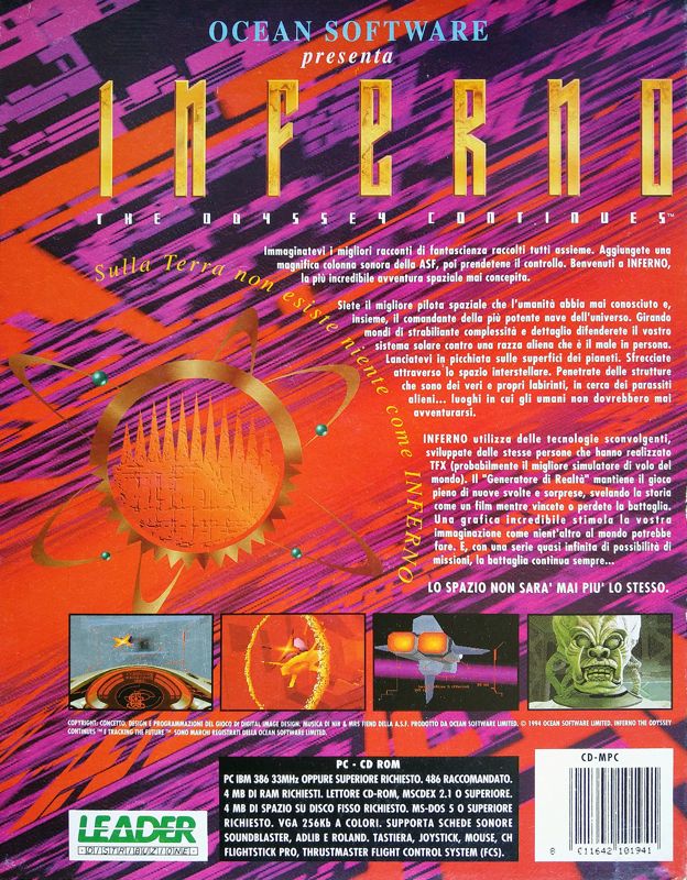 Back Cover for Inferno (DOS)