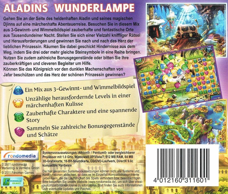 Back Cover for Lamp of Aladdin (Windows) (Software Pyramide release)