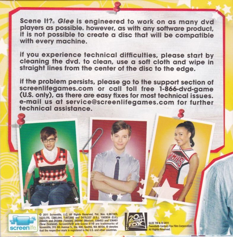Inside Cover for Scene It?: Glee (DVD Player): Card slipcase: Side 2