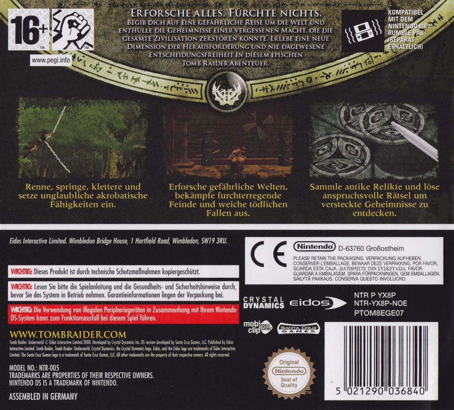Back Cover for Tomb Raider: Underworld (Nintendo DS)