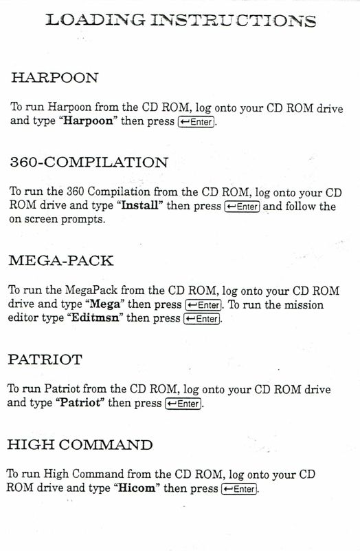 Extras for Patriot (DOS) (Action Sixteen release): Loading Instructions