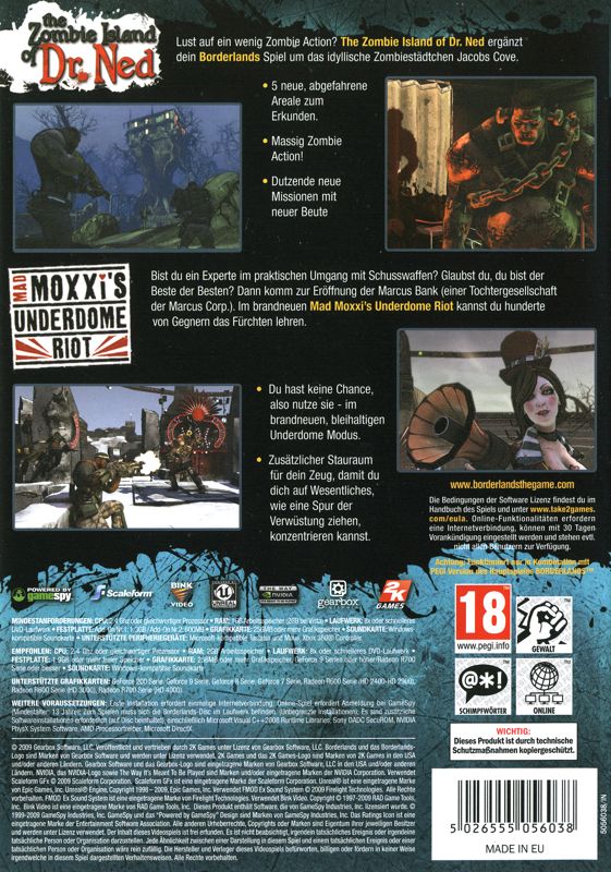 Back Cover for Borderlands: Double Game Add-on Pack (Windows)