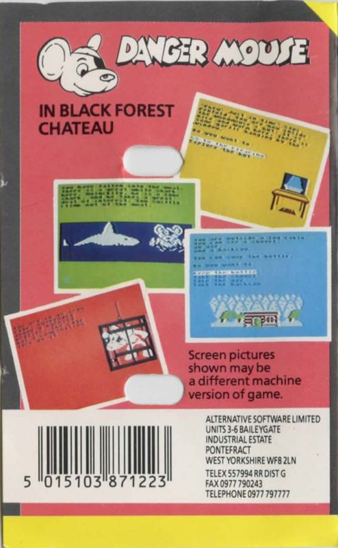 Back Cover for Danger Mouse in the Black Forest Chateau (ZX Spectrum) (Budget re-release)