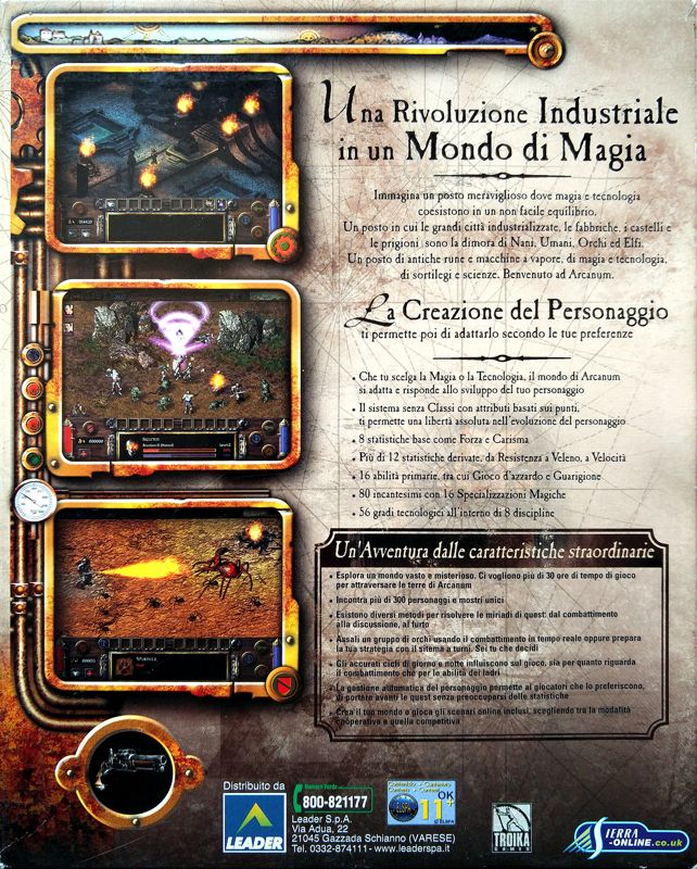 Back Cover for Arcanum: Of Steamworks & Magick Obscura (Windows)