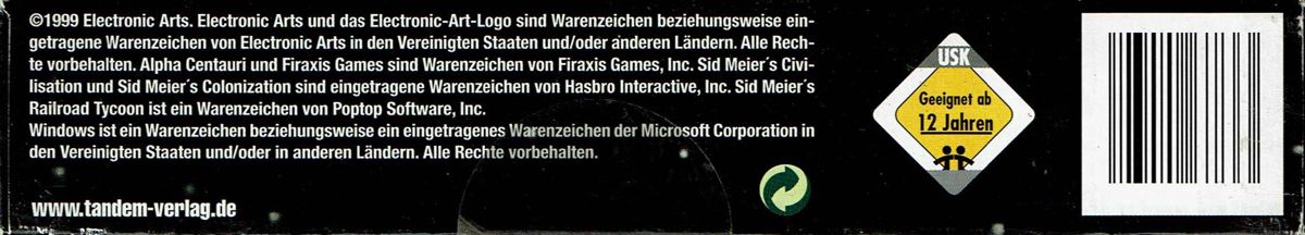 Spine/Sides for Sid Meier's Alpha Centauri (Windows) (Tandem-Verlag release): Bottom