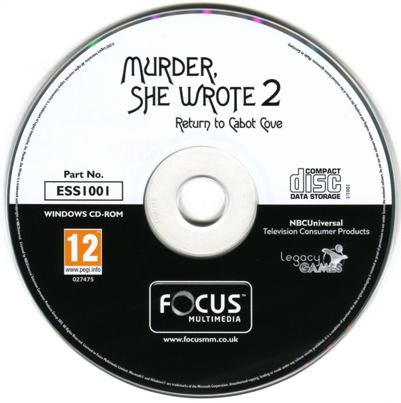 Media for Murder, She Wrote 2: Return to Cabot Cove (Windows)