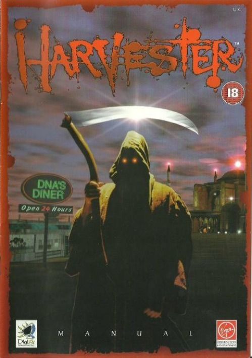 Manual for Harvester (Macintosh and Windows) (GOG.com release): Front (UK)