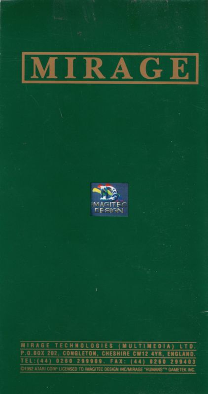 Manual for The Humans (Amiga): Back