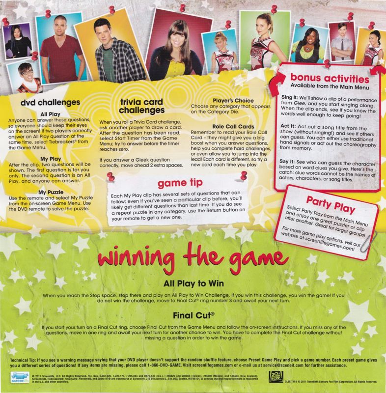 Other for Scene It?: Glee (DVD Player): Instruction sheet: Side 2