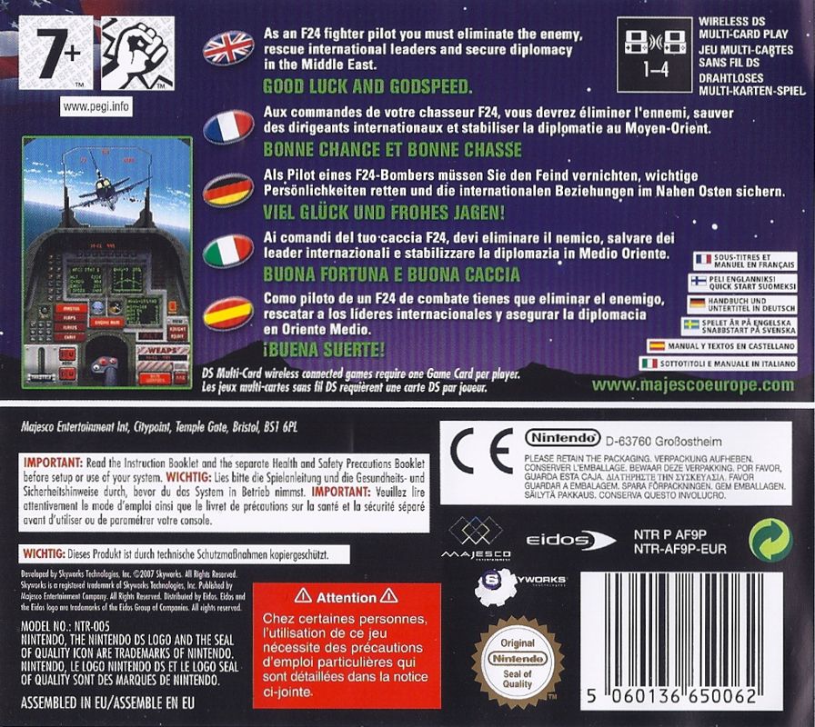 Back Cover for F24 Stealth Fighter (Nintendo DS)