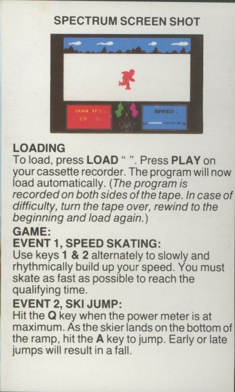 Inside Cover for Alpine Games (ZX Spectrum)