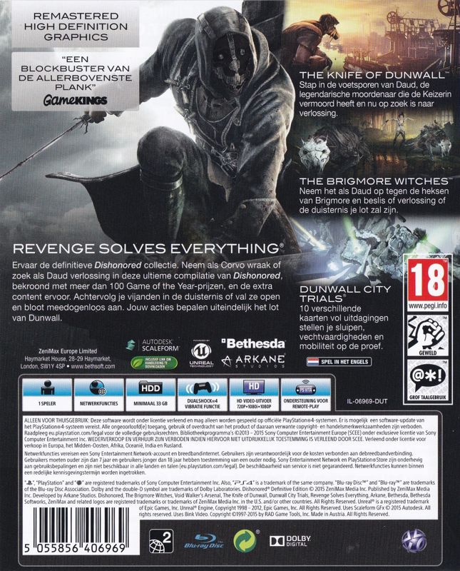 Back Cover for Dishonored: Game of the Year Edition (PlayStation 4)