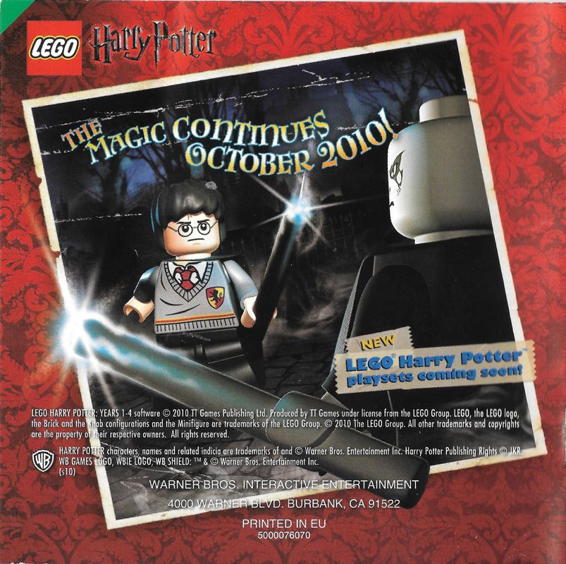 Manual for LEGO Harry Potter: Years 1-4 (Nintendo DS): Back