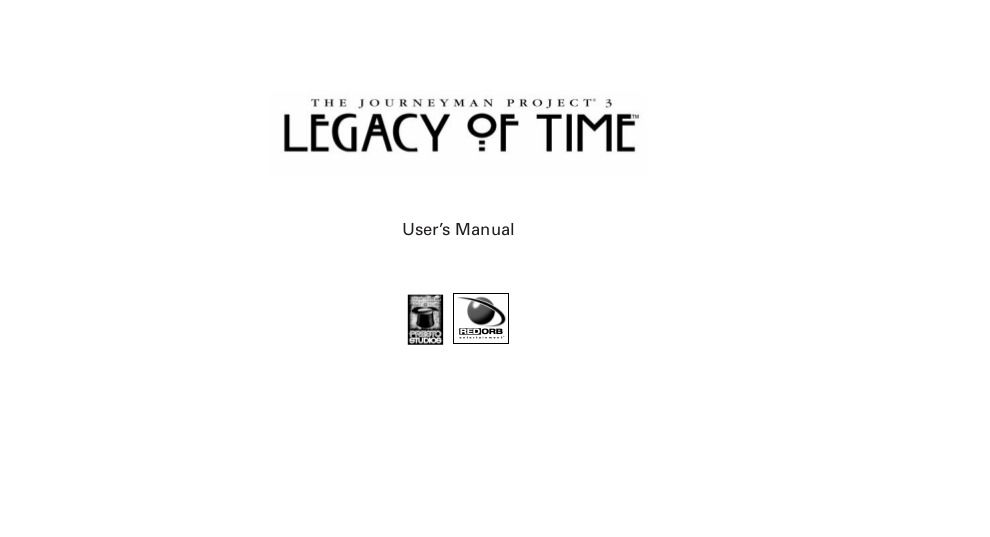 Manual for The Journeyman Project 3: Legacy of Time (Windows) (GOG release): Front