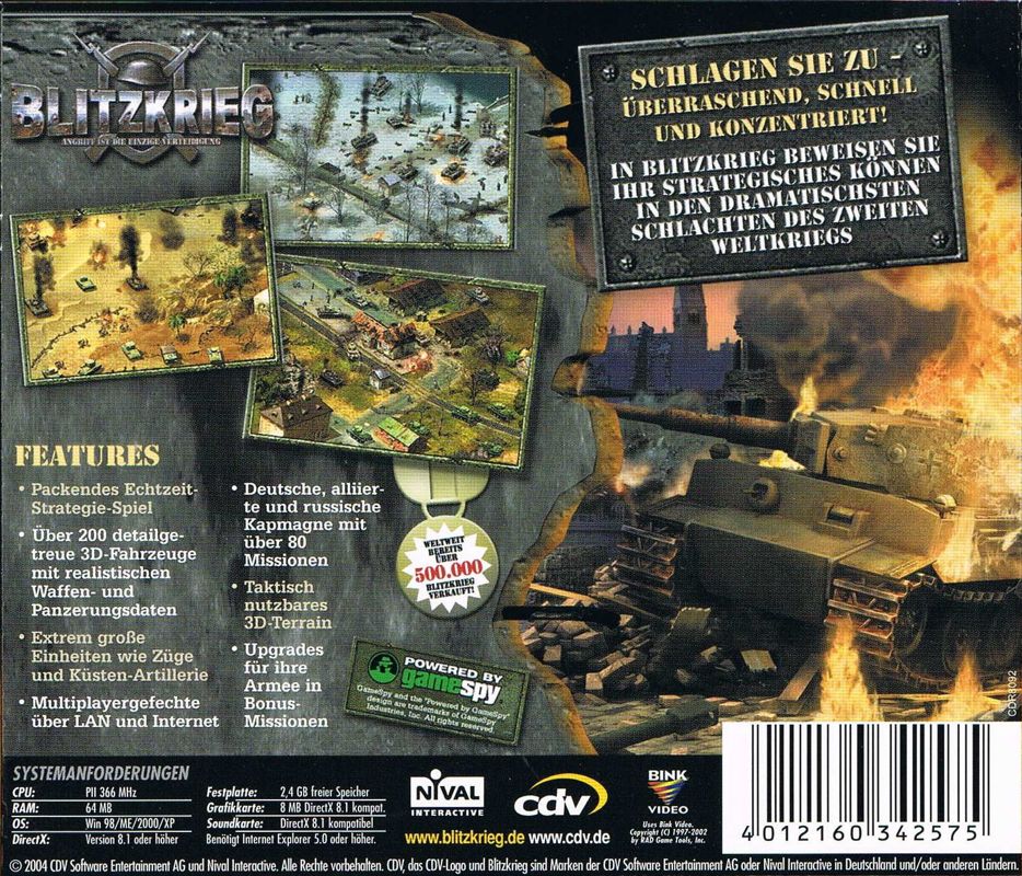 Other for Blitzkrieg (Windows) (Re-Release): Jewel Case - Back