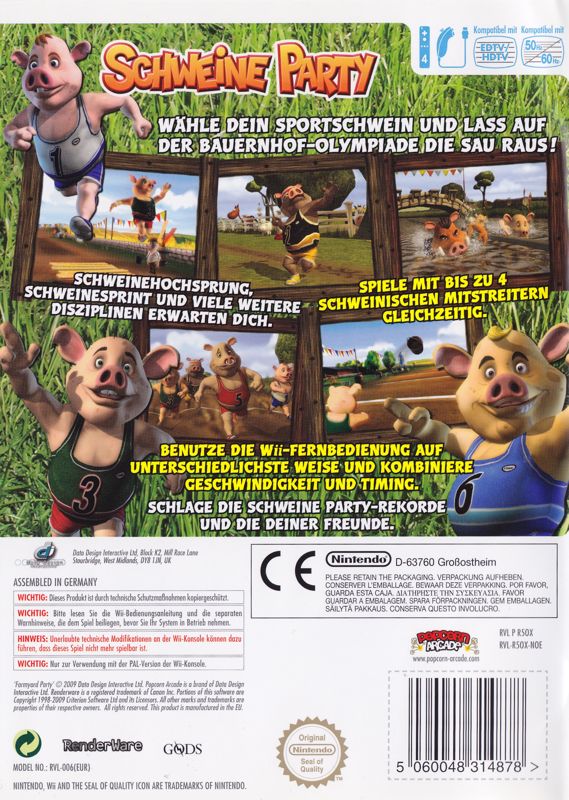 Back Cover for Party Pigs: Farmyard Games (Wii)
