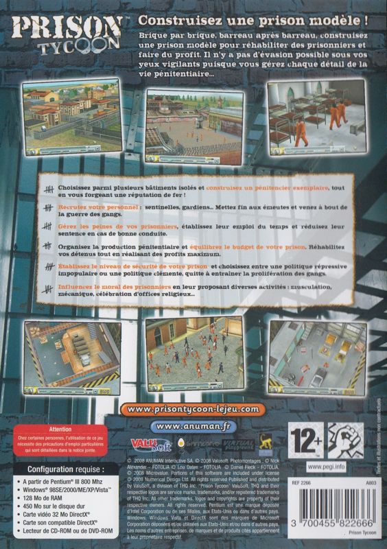 Back Cover for Prison Tycoon (Windows)
