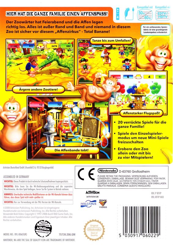 Back Cover for Monkey Mischief!: Party Time (Wii)