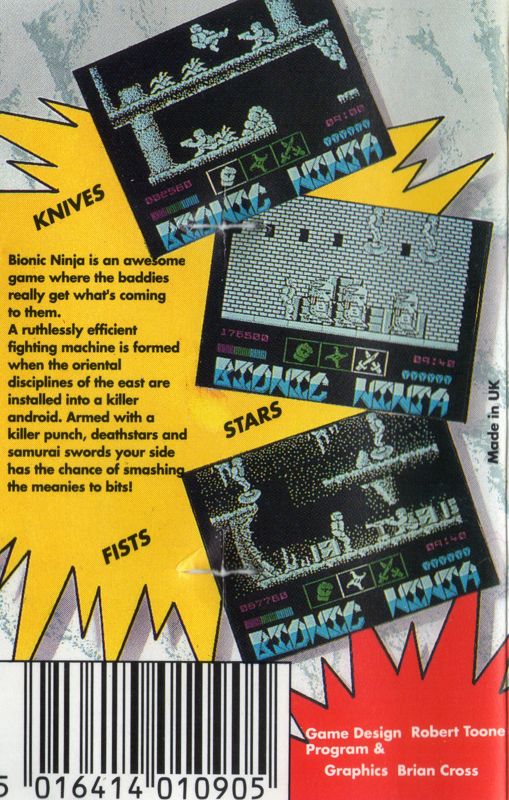 Back Cover for Bionic Ninja (ZX Spectrum)
