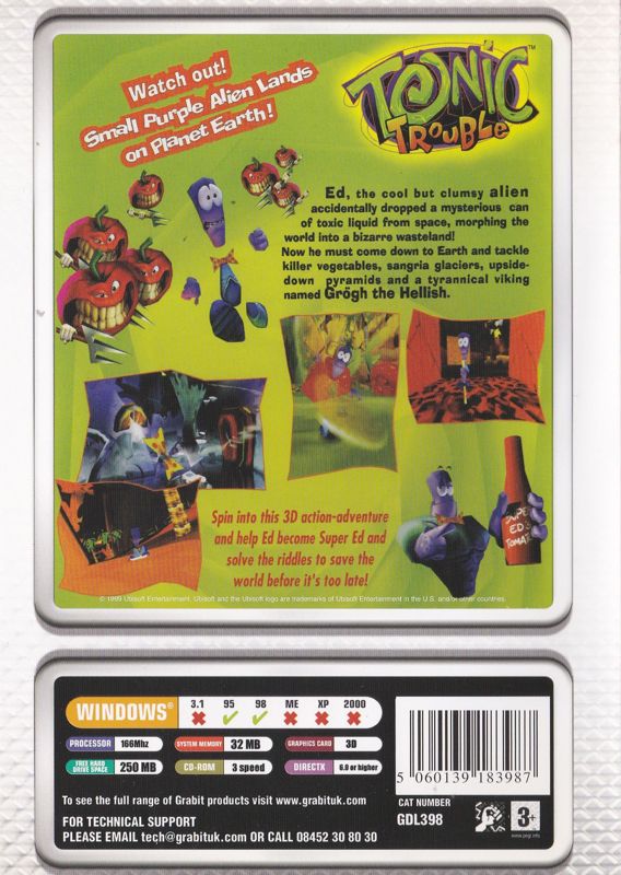 Inside Cover for 10 Krazy Kids PC Games (Windows): Tonic Trouble: Back