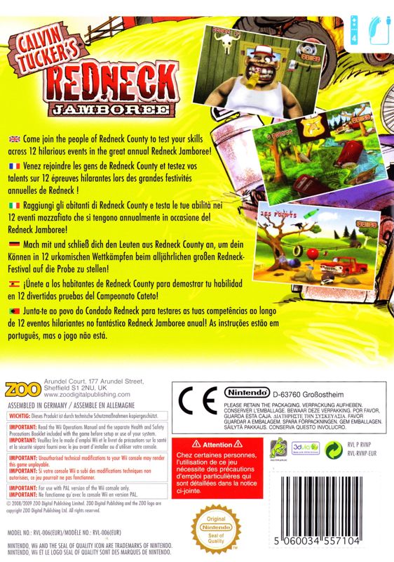 Back Cover for Calvin Tucker's Redneck Jamboree (Wii)