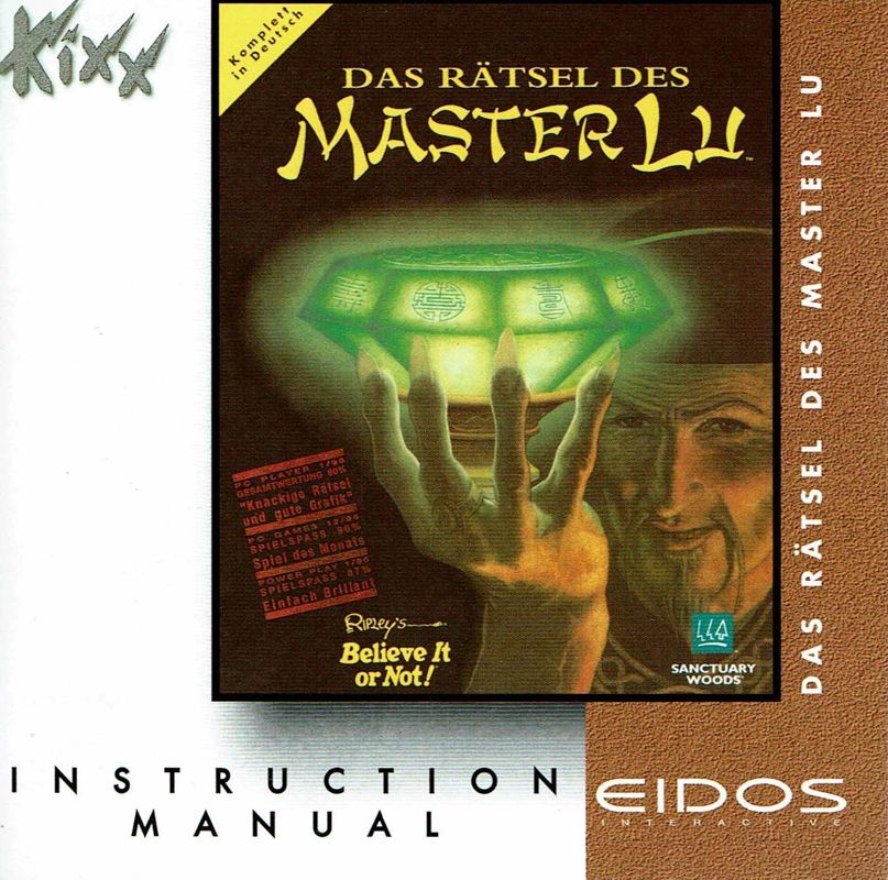 Manual for Ripley's Believe It or Not!: The Riddle of Master Lu (DOS) (Kixx release): Front