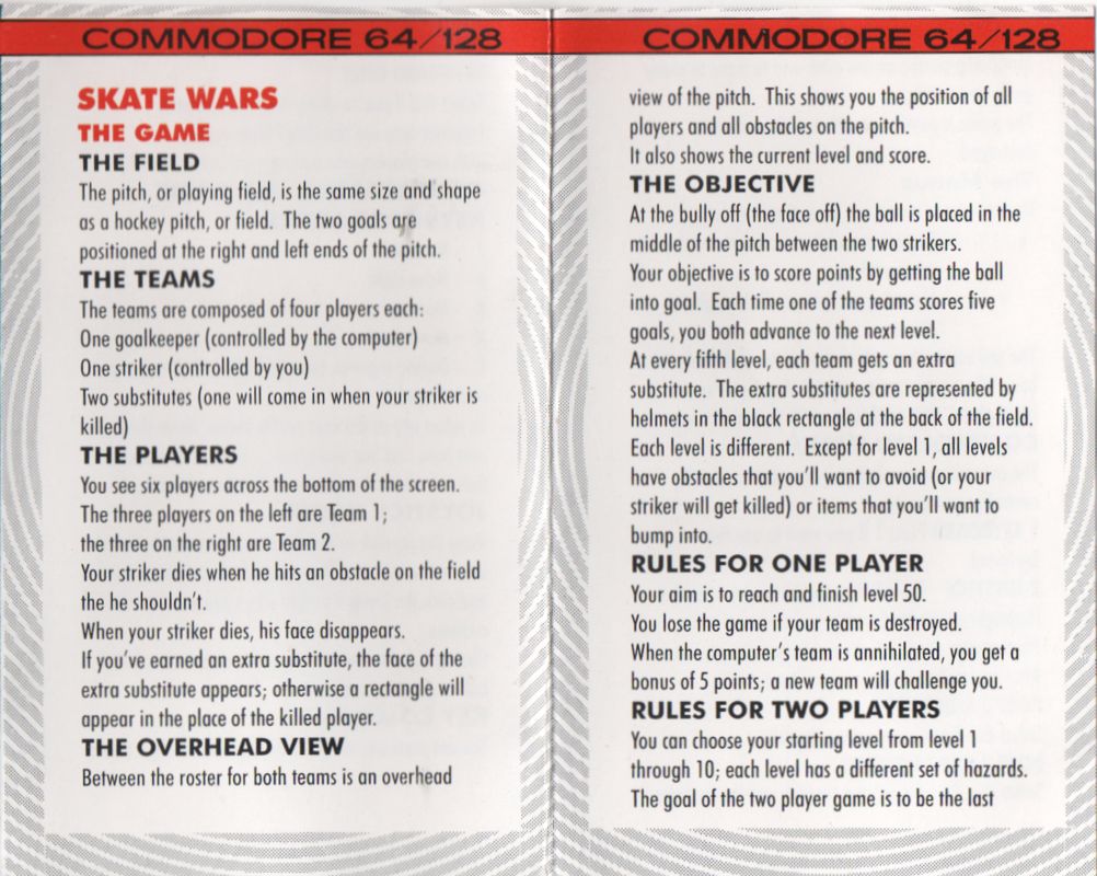 Inside Cover for Skateball (Commodore 64): Left