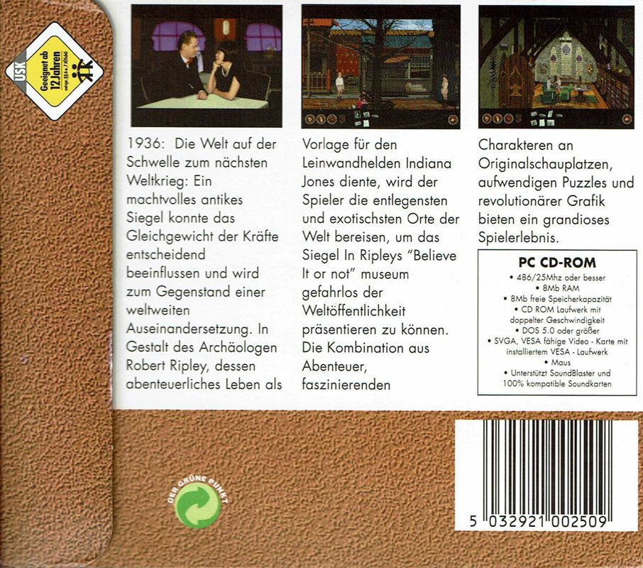 Other for Ripley's Believe It or Not!: The Riddle of Master Lu (DOS) (Kixx release): Digipak - Back