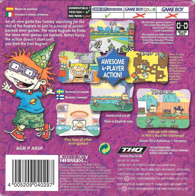 Back Cover for Rugrats: I Gotta Go Party (Game Boy Advance)