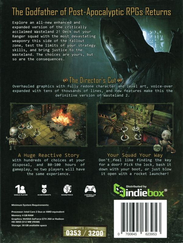 Back Cover for Wasteland 2: Director's Cut (Limited Edition) (Linux and Macintosh and Windows)