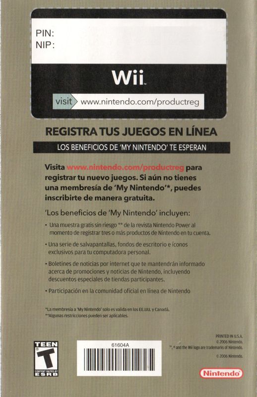 Other for The Legend of Zelda: Twilight Princess (Wii): Club Nintendo Pin - Back