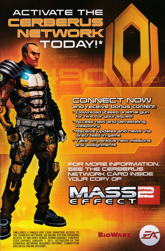 Extras for Mass Effect 2 (Collector's Edition) (Windows) (European English release): DLC Code - Back