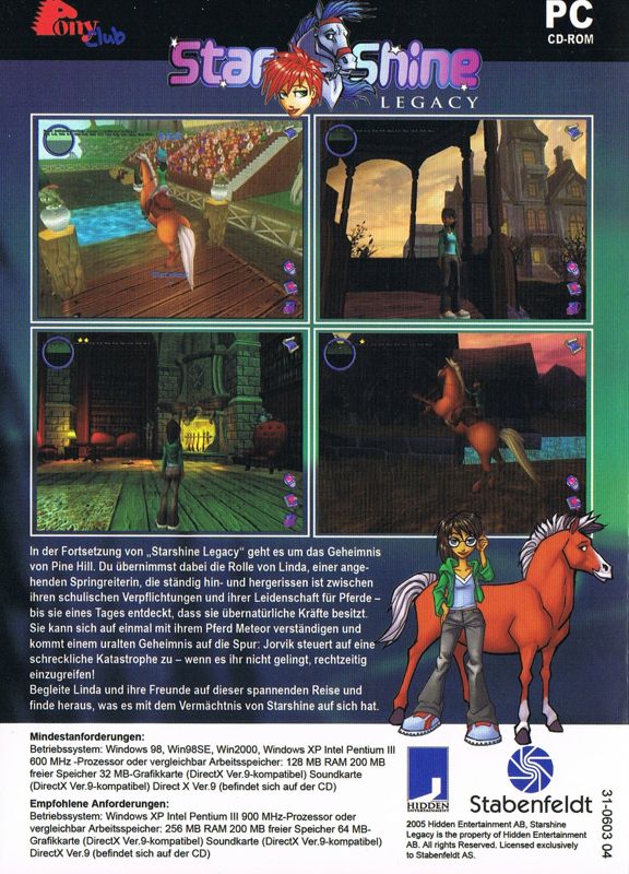Back Cover for Starshine Legacy: Das Geheimnis von Pine Hill (Windows)