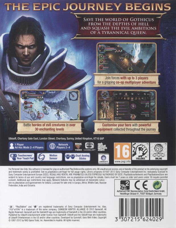 Back Cover for Dungeon Hunter: Alliance (PS Vita)