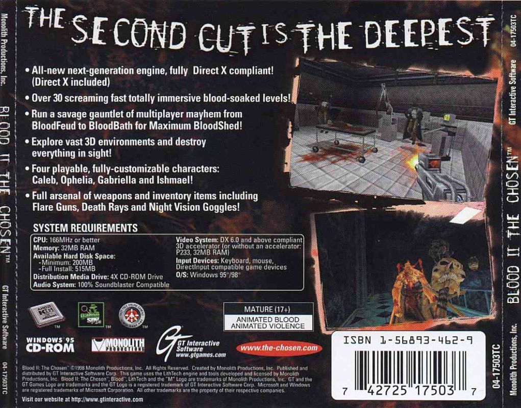 Other for Blood II: The Chosen (Windows): Jewel Case - Back
