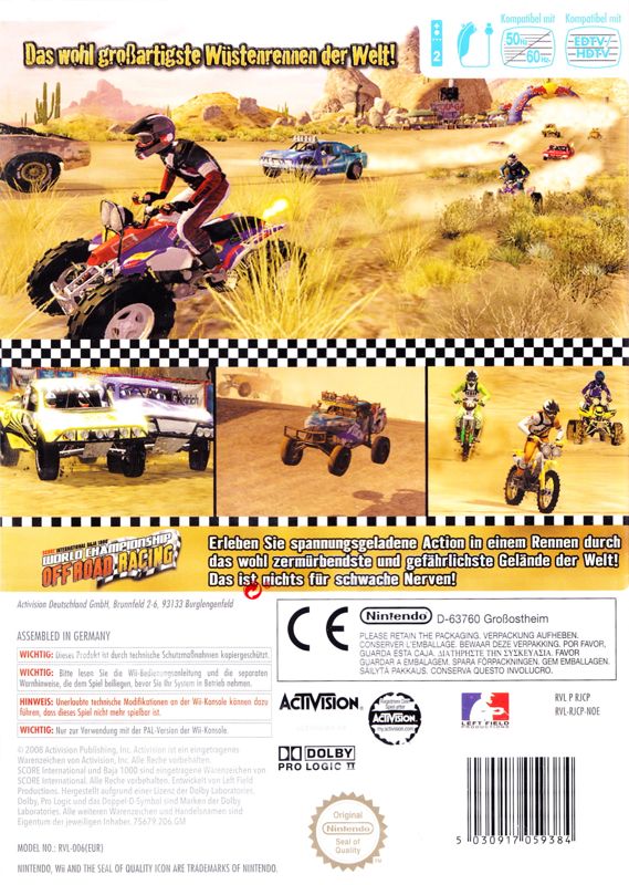 Back Cover for Score International Baja 1000 (Wii)