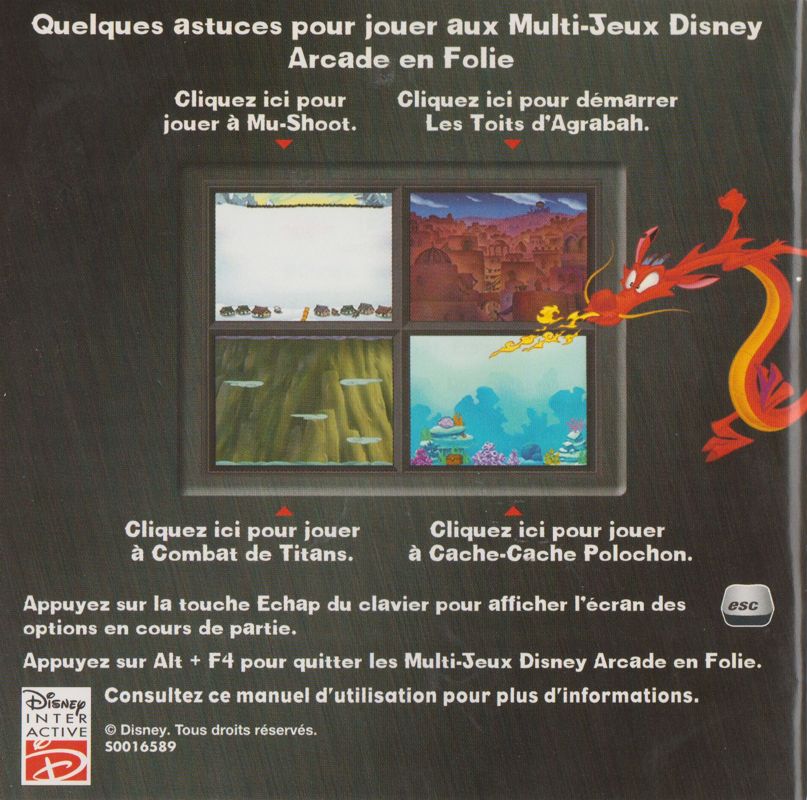 Manual for Disney's Arcade Frenzy (Windows): Back