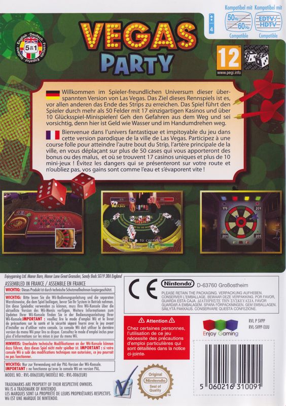 Back Cover for Vegas Party (Wii)