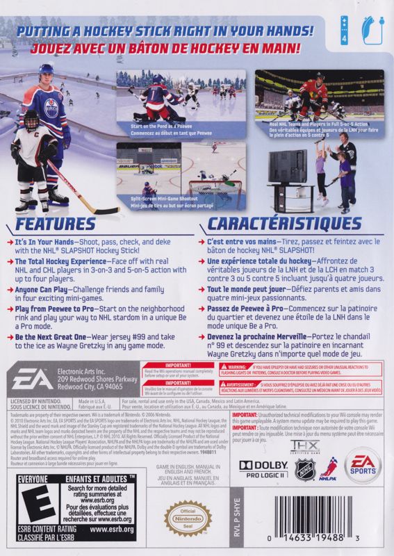 Back Cover for NHL Slapshot (Wii)